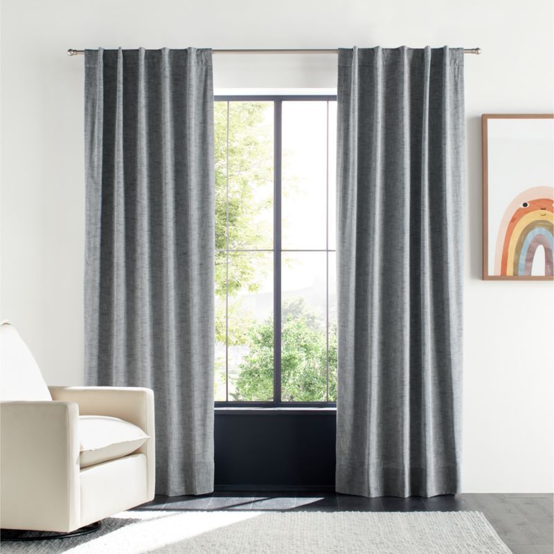 Mist Blue Textural Organic Cotton Chambray Blackout Window Curtain Panel 44"x96" added by Spoak Member