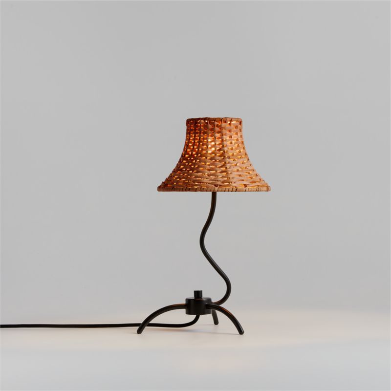 Bibelot Wavy Black Metal Mini Table Lamp with Rattan Shade by Athena Calderone 15.6" added by Spoak Member