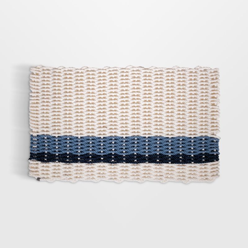The Rope Co. Pearl, Glacier Bay and Navy Stripe Indoor/Outdoor Handwoven Doormat  21x34" added by Spoak Member
