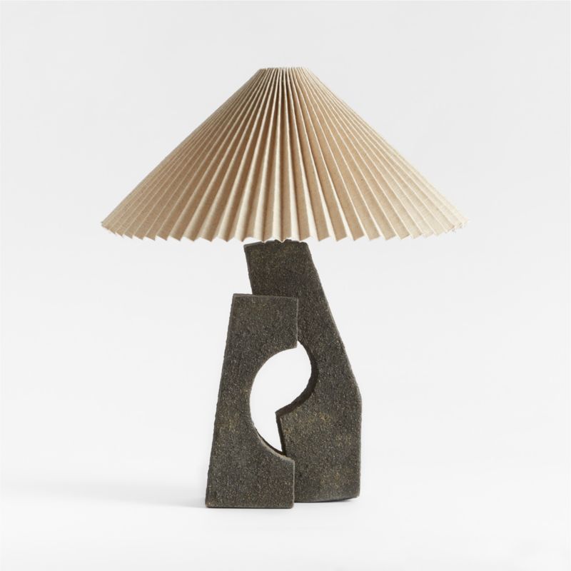 Ruins Black Ceramic Sculptural Table Lamp with Pleated Shade by Athena Calderone 20" added by Spoak Member