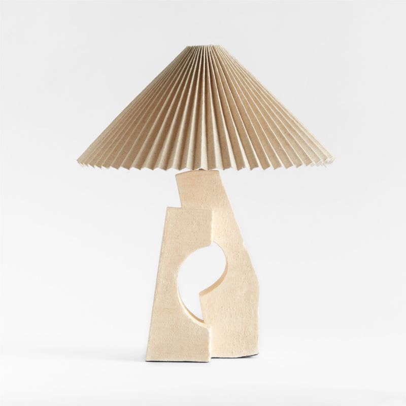 Ruins Cream Ceramic Sculptural Table Lamp with Pleated Shade by Athena Calderone 20" added by Spoak Member
