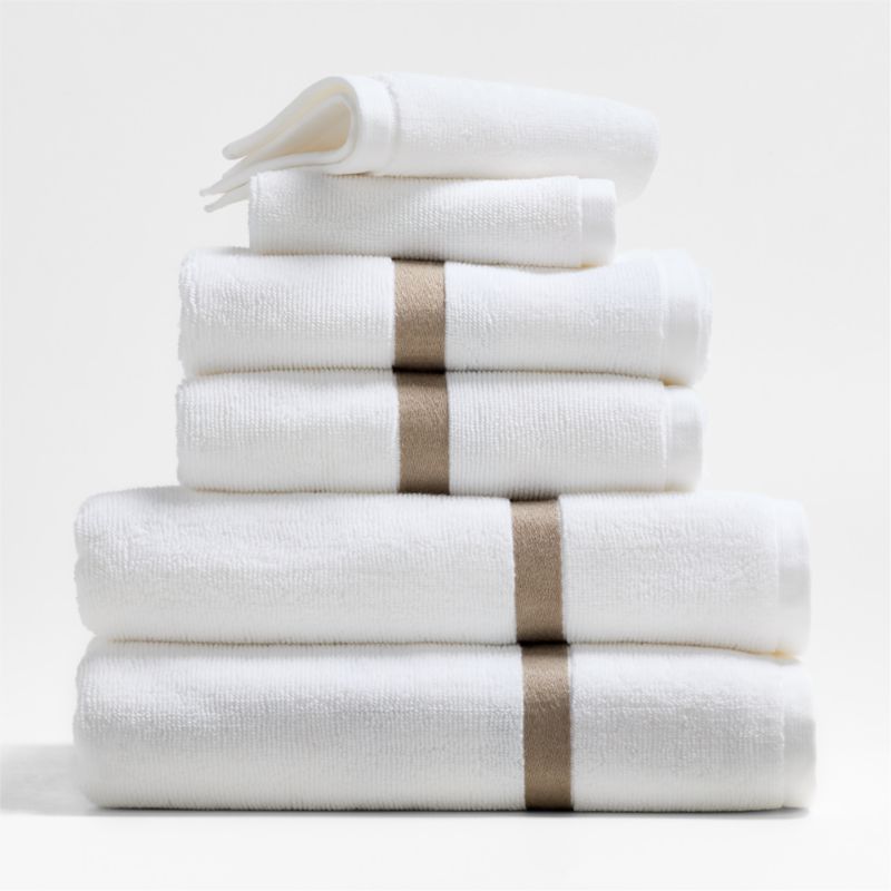 Tuxedo Stripe Organic Cotton Sand Beige Bath Towels, Set of 6 added by Spoak Member