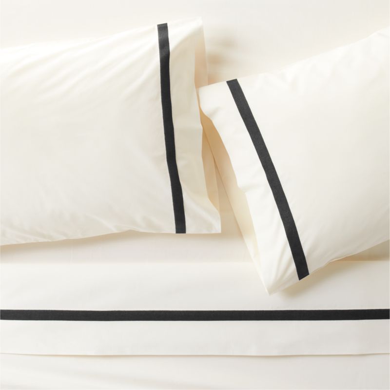 Favorite Organic Cotton Percale Tuxedo Stripe Ink Black Queen Bed Sheet Set added by Spoak Member