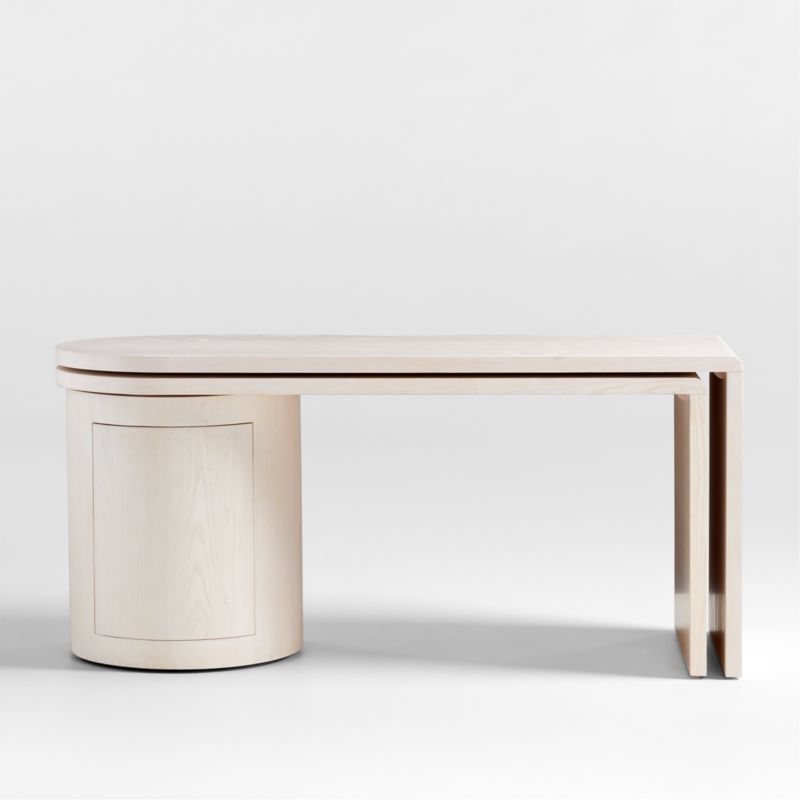 Twist 64" Whitewashed Ash Rotating Large Desk with Storage added by Spoak Member