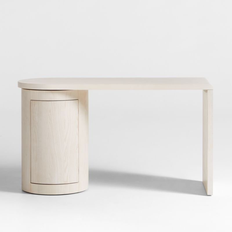 Twist 52" Whitewashed Ash Wood Rotating Small Desk with Storage added by Spoak Member