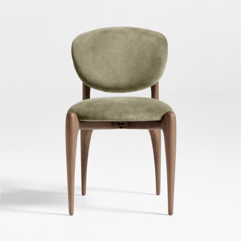 Via Olive Green Velvet Walnut Wood Dining Side Chair added by Spoak Member