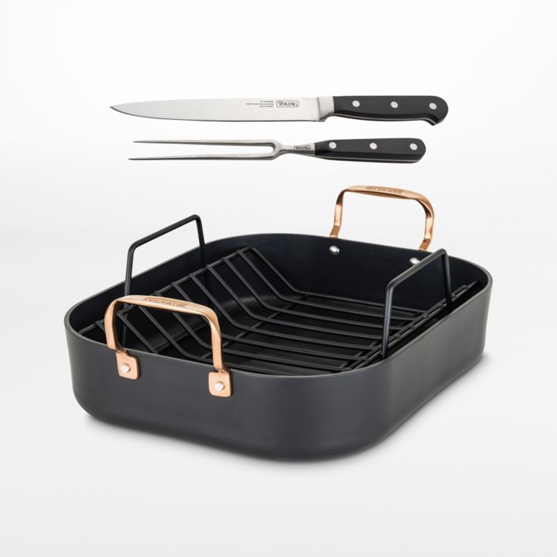 Viking ® Hard-Anodized Non-Stick Roaster with Copper Handles, Rack and Carving Set added by Spoak Member