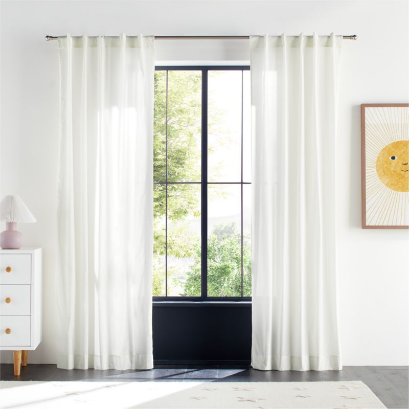 Pampas Ivory Organic Cotton Voile with Satin Border Sheer Window Curtain Panel 44"x108" added by Spoak Member