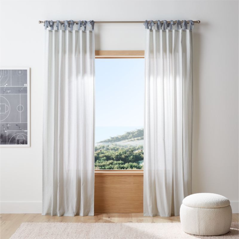 63" Blue Organic Cotton Windowpane Plaid Curtain Panel added by Spoak Member