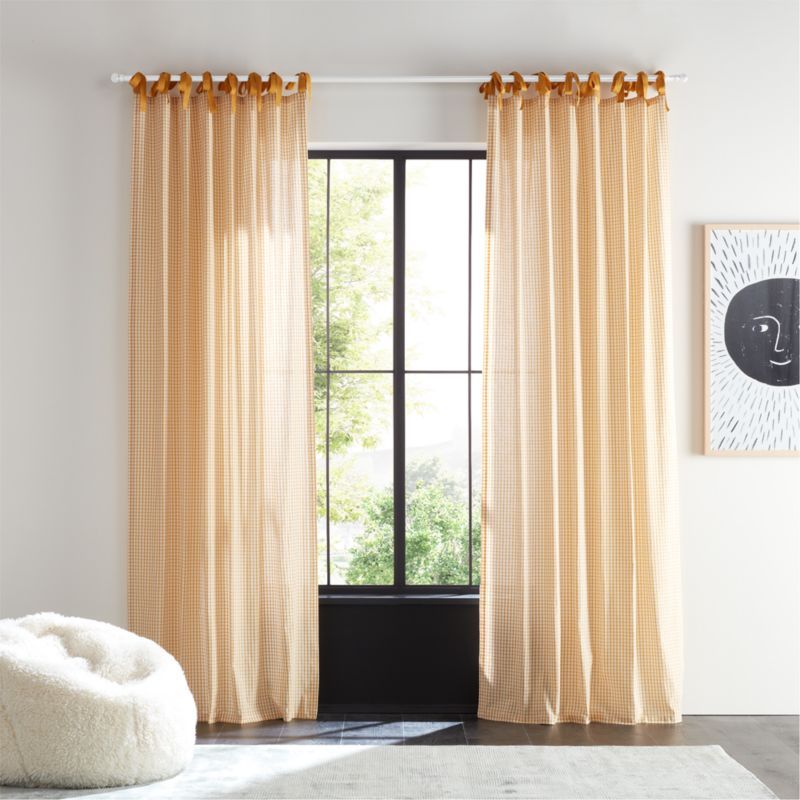 63" Yellow Organic Cotton Windowpane Plaid Curtain Panel added by Spoak Member