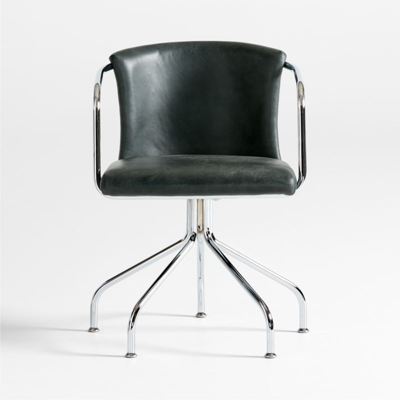 Yves Dark Green Blue Leather Swivel Office Chair added by Spoak Member