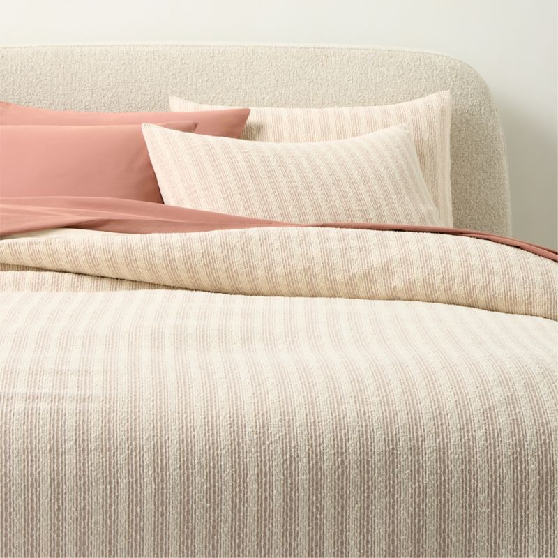 Armona White with Taupe Jacquard Cotton and Linen Full/Queen Duvet Cover + Reviews | CB2 added by Spoak Member