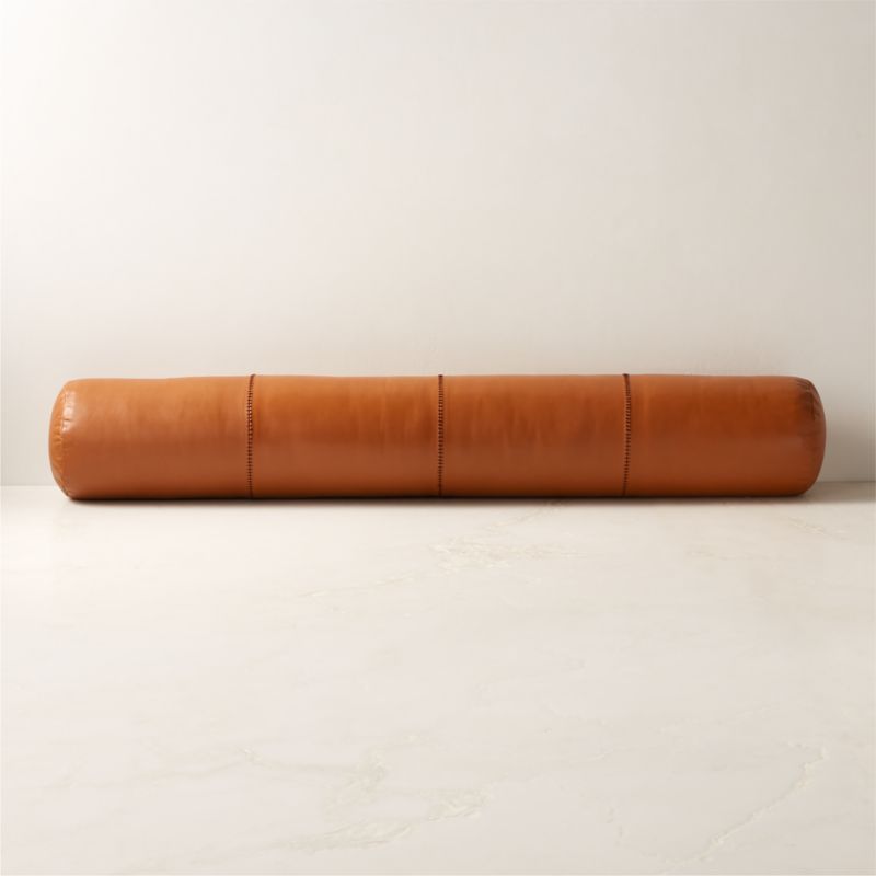 Bolster Brown Leather Throw Pillow 44"x44" + Reviews | CB2 added by Spoak Member