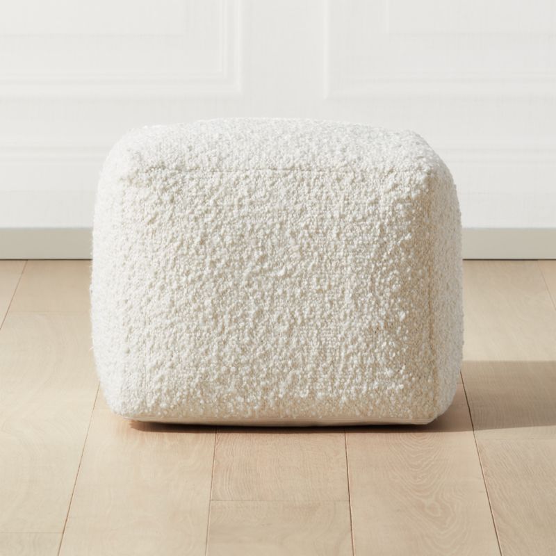 Boucle Ivory White Pouf + Reviews | CB2 added by Spoak Member