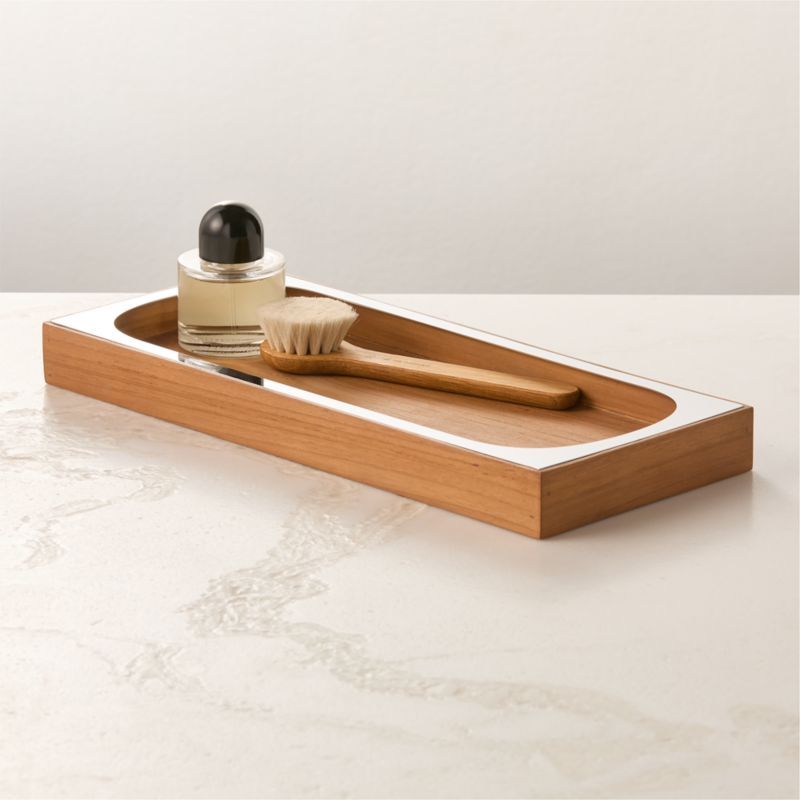 Brogan Teak and Stainless Steel Vanity Tray + Reviews | CB2 added by Spoak Member