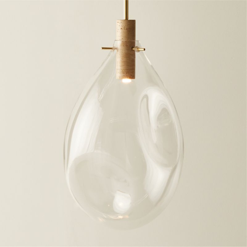 Calandra Glass and Travertine Pendant Light Large + Reviews | CB2 added by Spoak Member