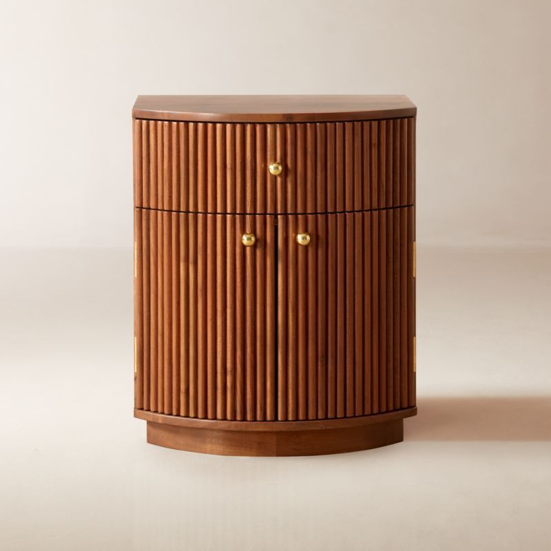 Cameo Curved Midtone Acacia Wood Nightstand + Reviews | CB2 added by Spoak Member