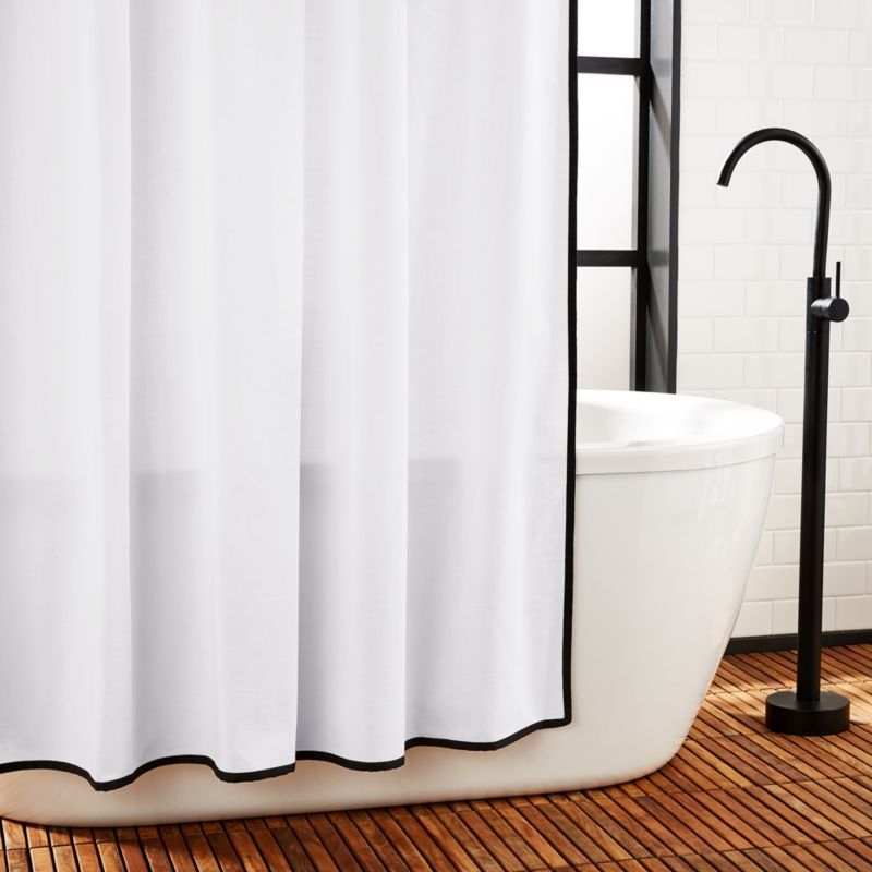 Capri Organic Cotton White with Black Border Shower Curtain 72" + Reviews | CB2 added by Spoak Member
