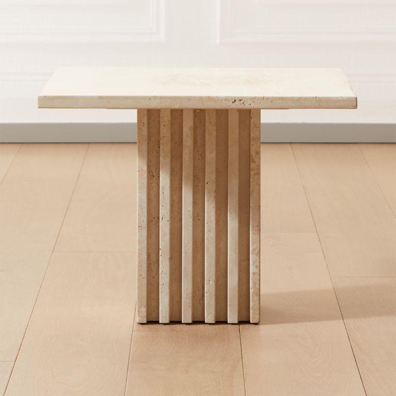 Carve Travertine Large Modern Cocktail Table + Reviews | CB2 added by Spoak Member