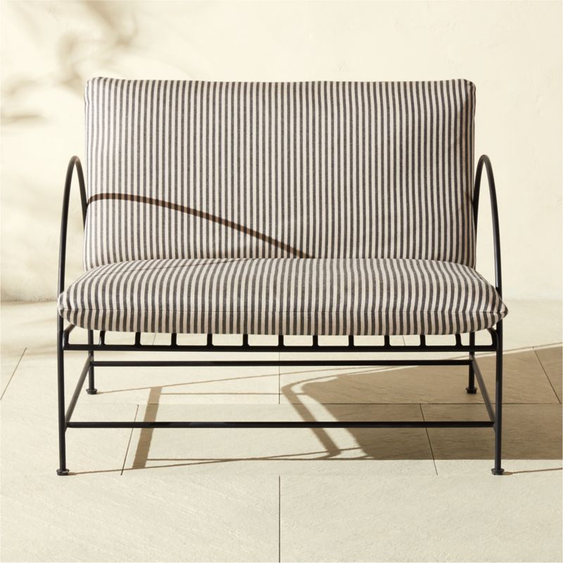 Costa Black Metal Outdoor Lounge Chair with Black and White Striped Sunbrella Cushions | CB2 added by Spoak Member
