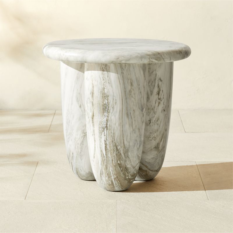 Cova Round Marbled Resin Indoor/Outdoor Side Table + Reviews | CB2 added by Spoak Member