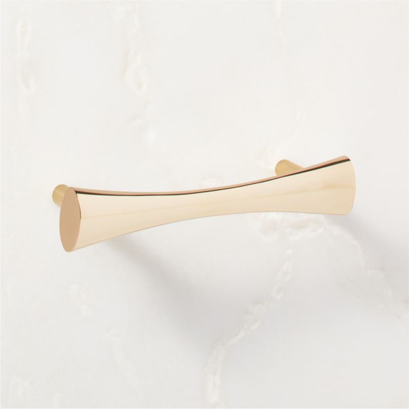 Cravat Polished Unlacquered Brass Tapered Cabinet Handle 4" + Reviews | CB2 added by Spoak Member