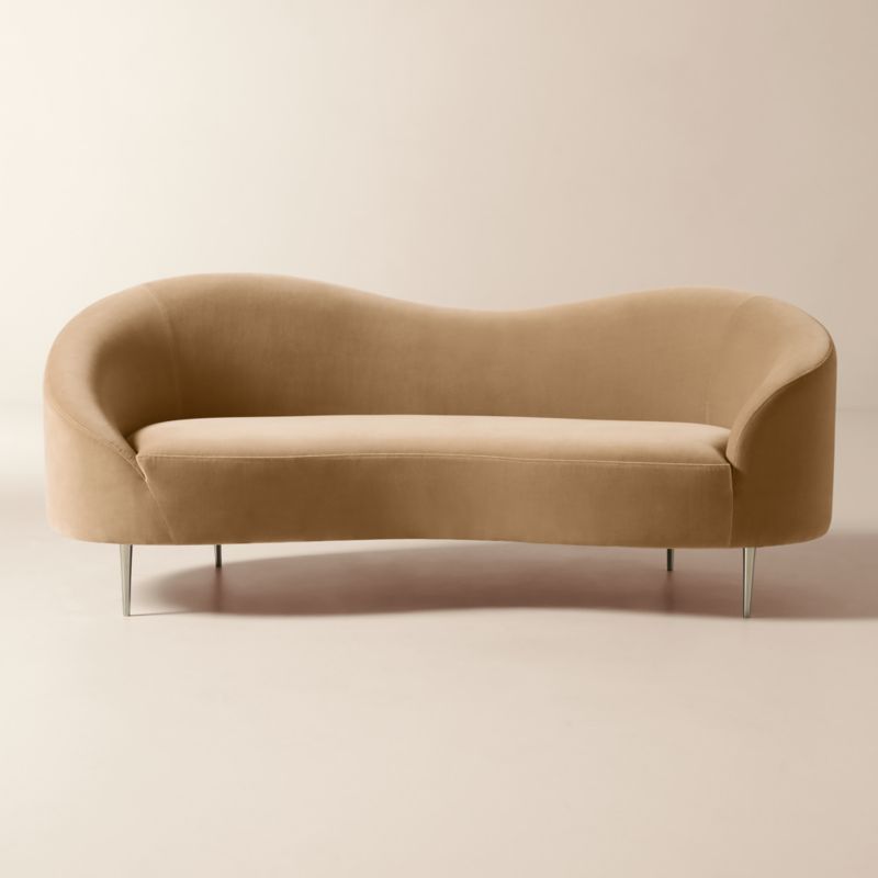 Curvo 75" Camel Velvet Apartment Sofa by goop + Reviews | CB2 added by Spoak Member