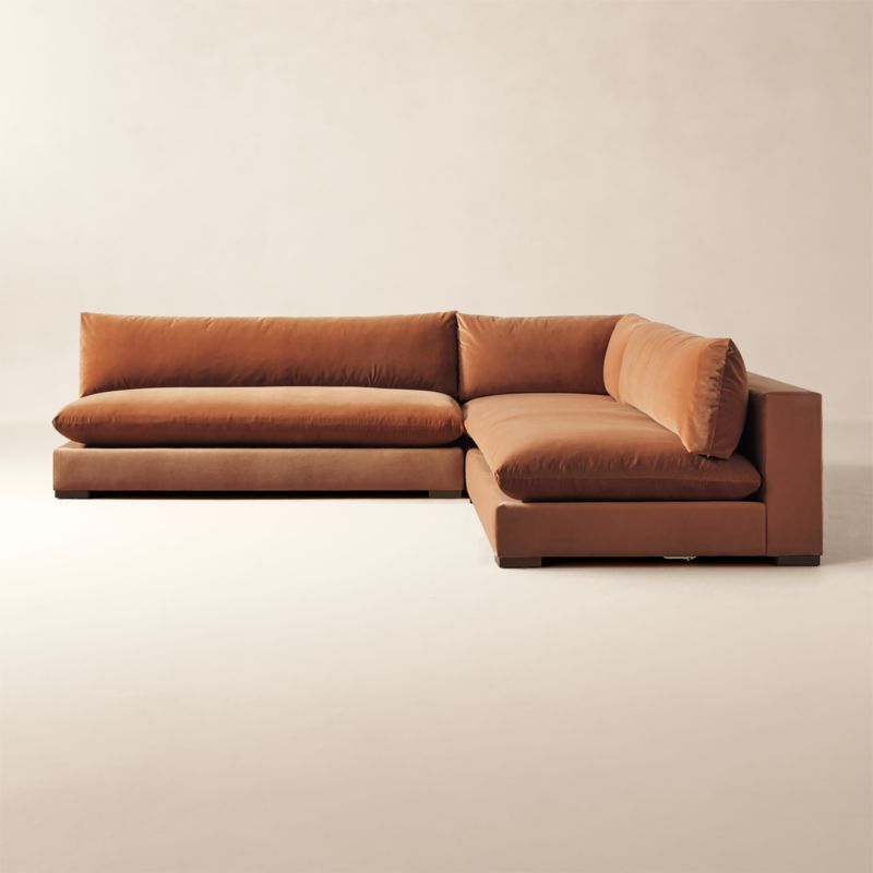 Deseo 3-Piece Modular Copper Brown Performance Velvet Deep Depth Sectional Sofa + Reviews | CB2 added by Spoak Member