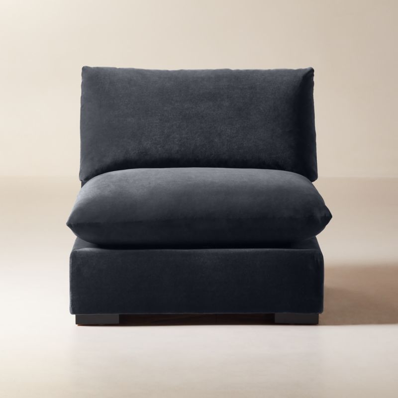 Deseo Charcoal Grey Performance Velvet Standard Depth Armless Chair + Reviews | CB2 added by Spoak Member