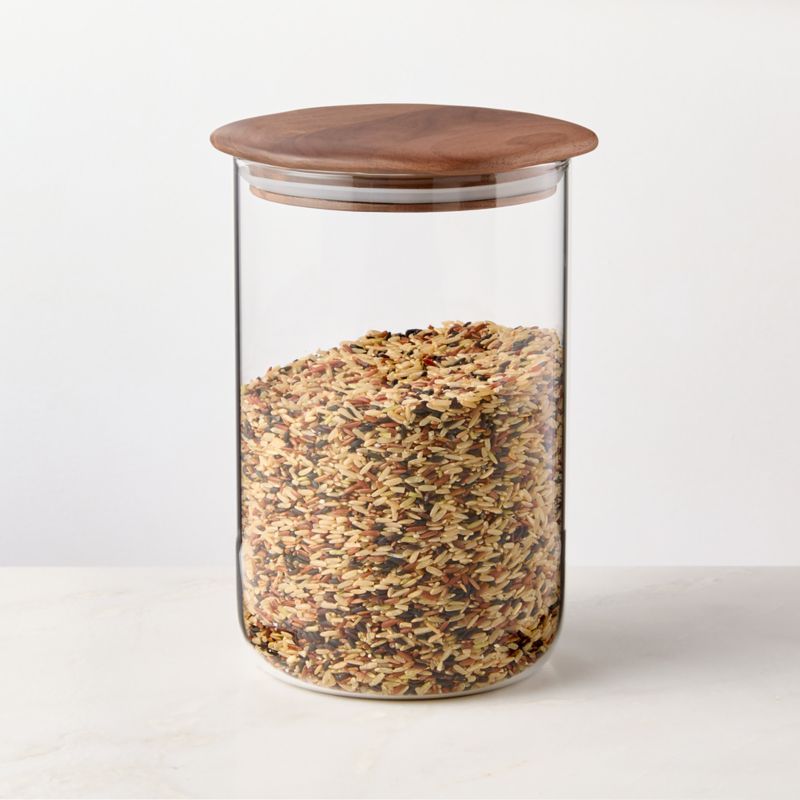 Ellis Short Glass Canister with Walnut Lid + Reviews | CB2 added by Spoak Member
