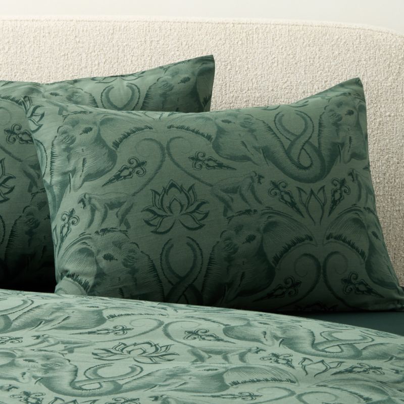 Green Entwined Elephants Organic Cotton Standard Pillow Shams Set of 2 - The White Lotus + Reviews | CB2 added by Spoak Member