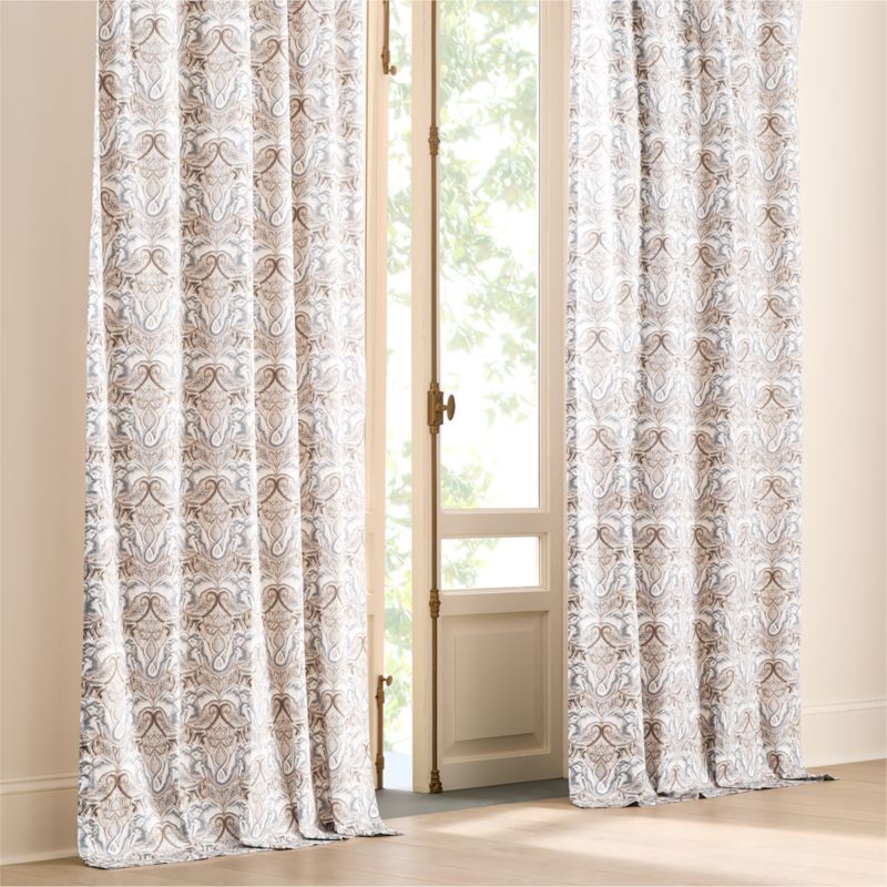Natural Entwined Elephants Cotton Sateen Window Curtain Panel 48"x96" - The White Lotus | CB2 added by Spoak Member