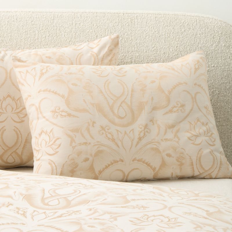 Natural Entwined Elephants Organic Cotton Standard Pillow Shams Set of 2 - The White Lotus + Reviews | CB2 added by Spoak Member