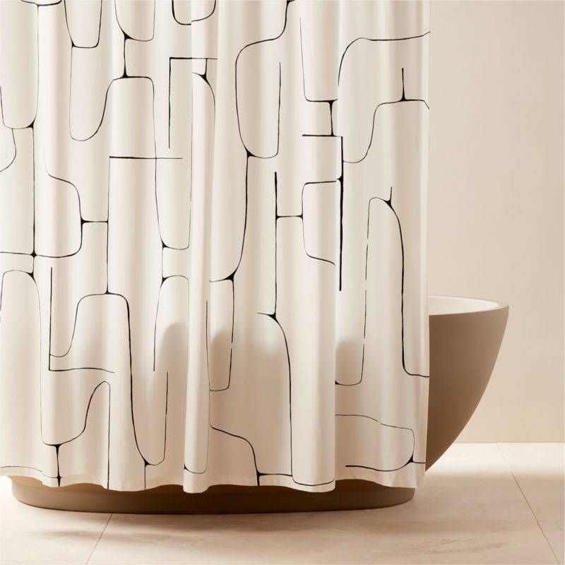 Falazo Organic Cotton Ivory and Black Abstract Shower Curtain 72" + Reviews | CB2 added by Spoak Member