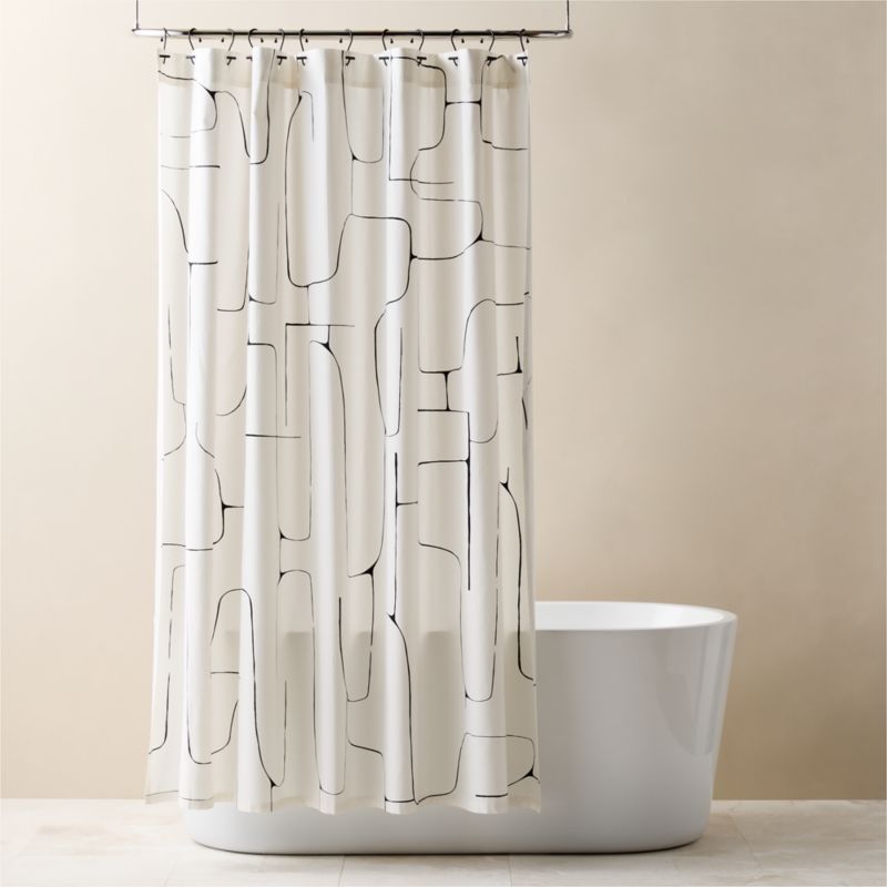 Falazo Organic Cotton Ivory and Black Abstract Shower Curtain 72" + Reviews | CB2 added by Spoak Member