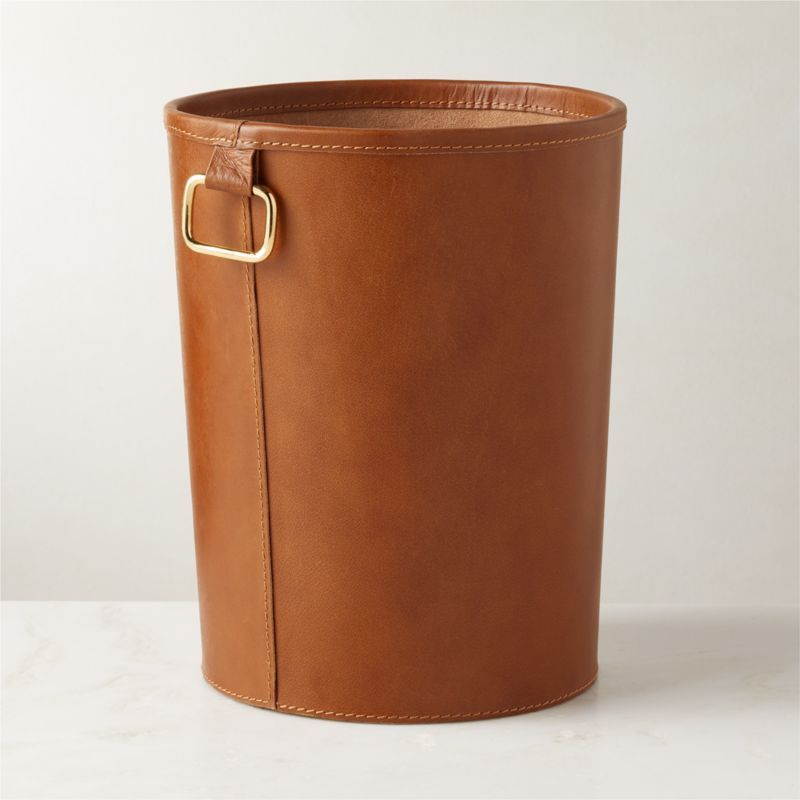 Fallon Brown Leather Wastebasket + Reviews | CB2 added by Spoak Member