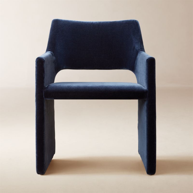 Foley Faux Mohair Navy Dining Armchair + Reviews | CB2 added by Spoak Member
