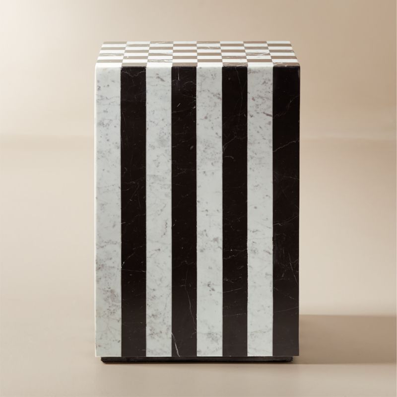 Fori Square Black and White Marble Game Side Table + Reviews | CB2 added by Spoak Member