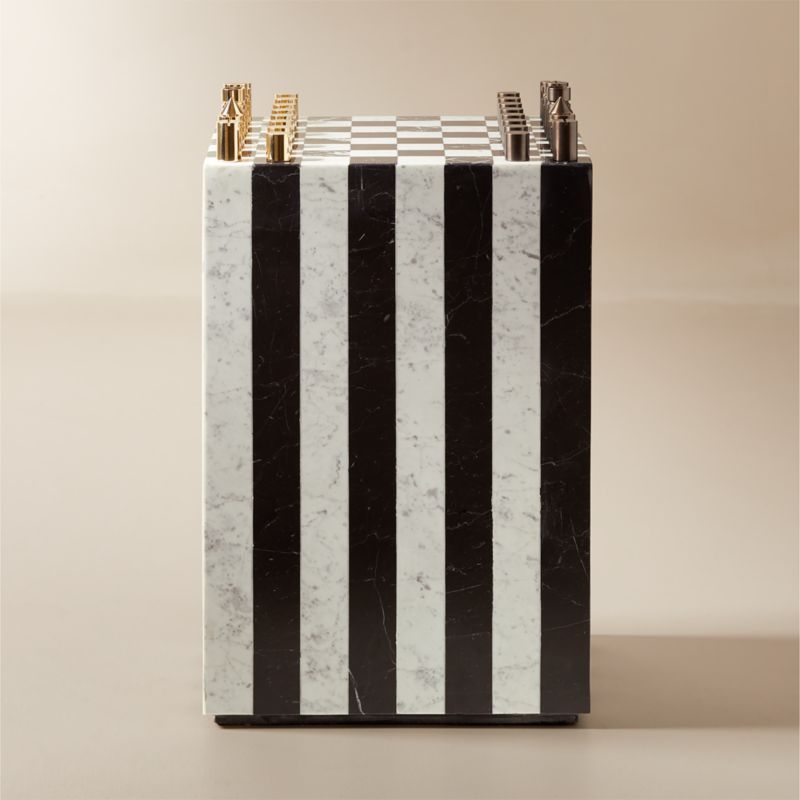 Fori Black and White Game Side Table with Brass Chess Set + Reviews | CB2 added by Spoak Member