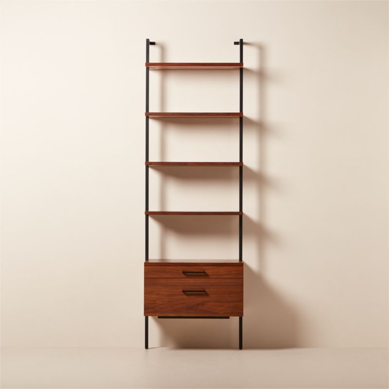 Helix 96" Walnut Bookcase with 2 Drawers + Reviews | CB2 added by Spoak Member