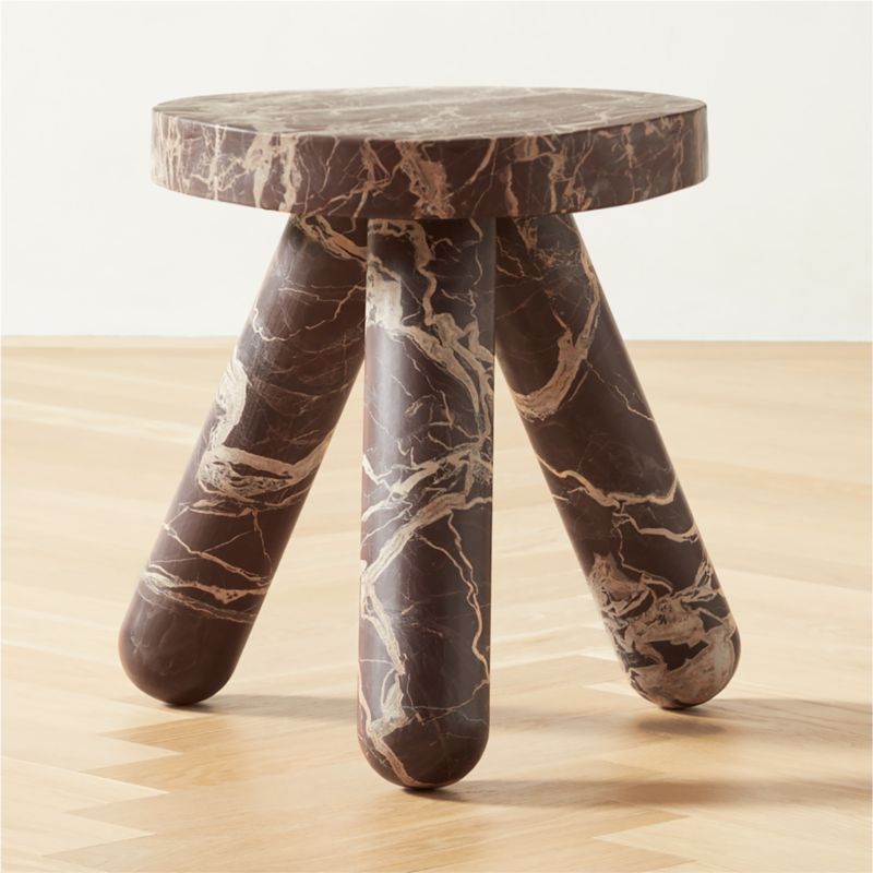 Jaxx Modern Round Tripod Red Marble Side Table + Reviews | CB2 added by Spoak Member