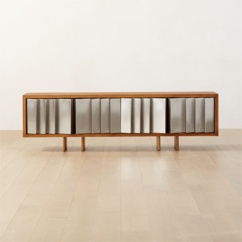 Kibo 83" Steel and Oak Wood Media Console by Kravitz Design + Reviews | CB2 added by Spoak Member