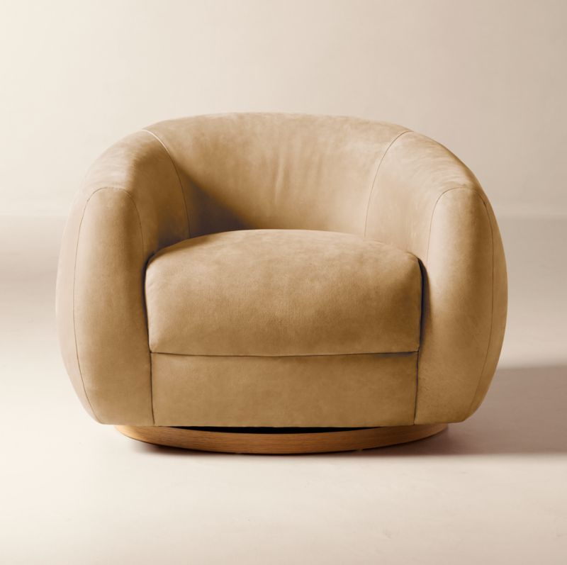 Laszlo Caramel Brown Leather Swivel Chair + Reviews | CB2 added by Spoak Member