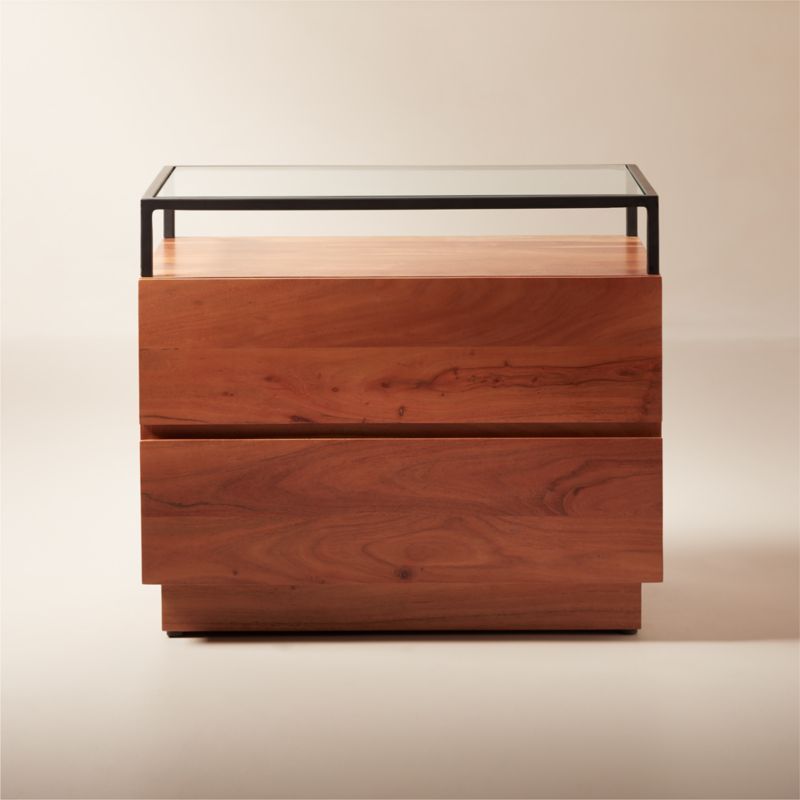 Lawson 2-Drawer Wood Nightstand with Glass Top + Reviews | CB2 added by Spoak Member