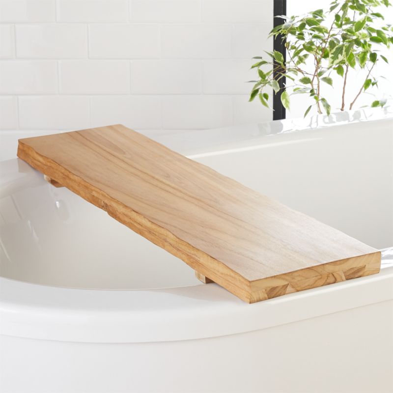 Live Edge Teak Wood Bath Caddy + Reviews | CB2 added by Spoak Member