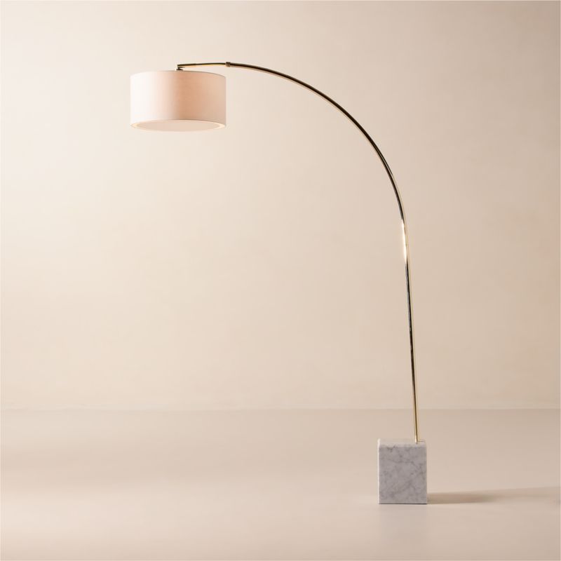 Mane White Marble Arc Floor Lamp with Linen Shade + Reviews | CB2 added by Spoak Member