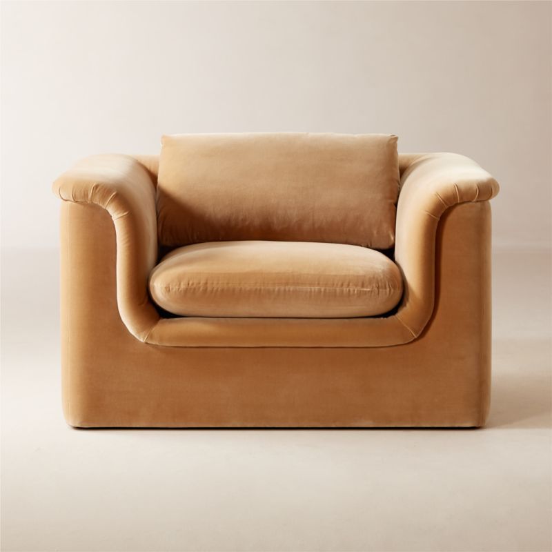 Mardones Camel Brown Velvet Lounge Chair + Reviews | CB2 added by Spoak Member