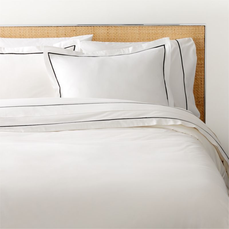 Marisal Organic Cotton Percale 400 Thread Count White and Black King Duvet Cover + Reviews | CB2 added by Spoak Member