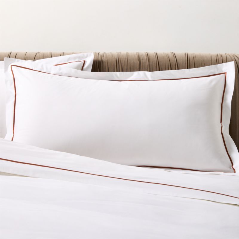 Marisal Organic Cotton Percale 400 Thread Count White and Sienna Brown King Shams Set of 2 + Reviews | CB2 added by Spoak Member