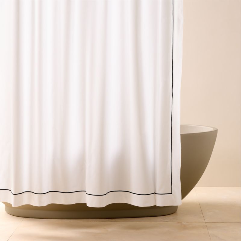 Marisal Organic Cotton White and Black Shower Curtain 72" | CB2 added by Spoak Member